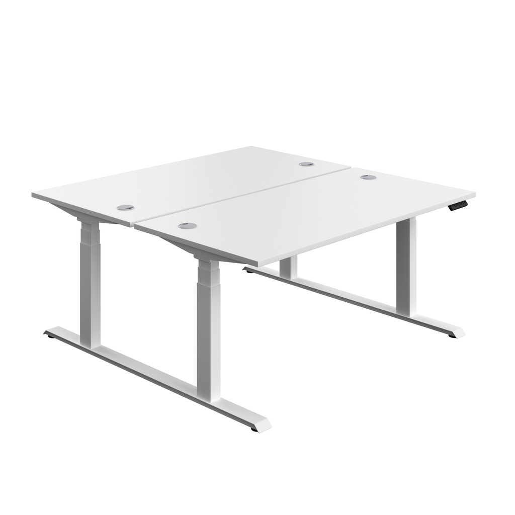 Economy Back To Back Sit Stand Desk (FSC) | 1600 X 800 | White/White | 