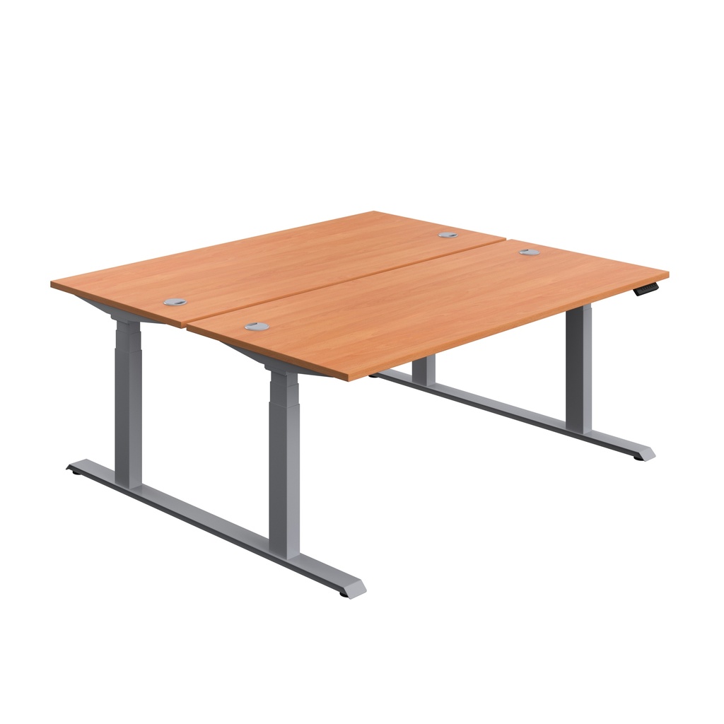 Economy Back To Back Sit Stand Desk (FSC) | 1800 X 800 | Beech/Silver | 