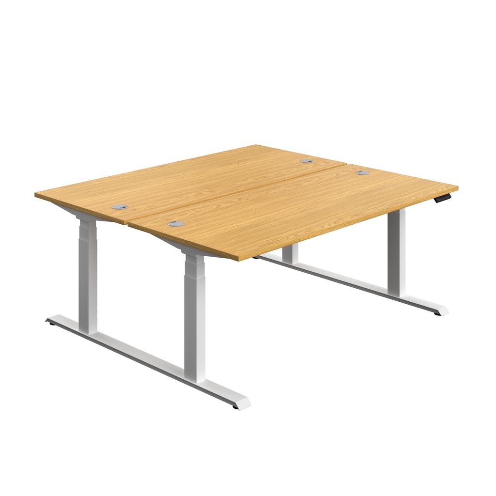 Economy Back To Back Sit Stand Desk (FSC) | 1800 X 800 | Nova Oak/White | 