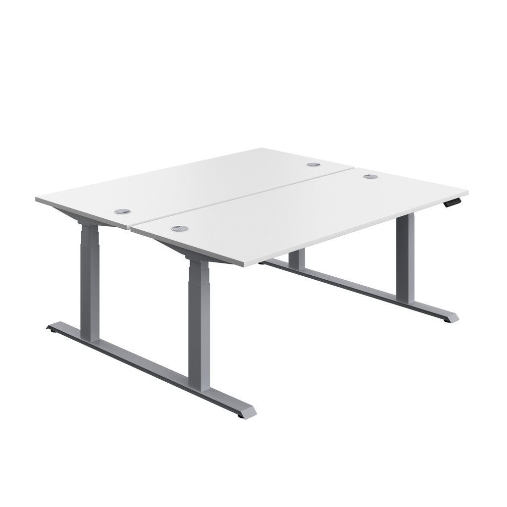 Economy Back To Back Sit Stand Desk (FSC) | 1800 X 800 | White/Silver | 