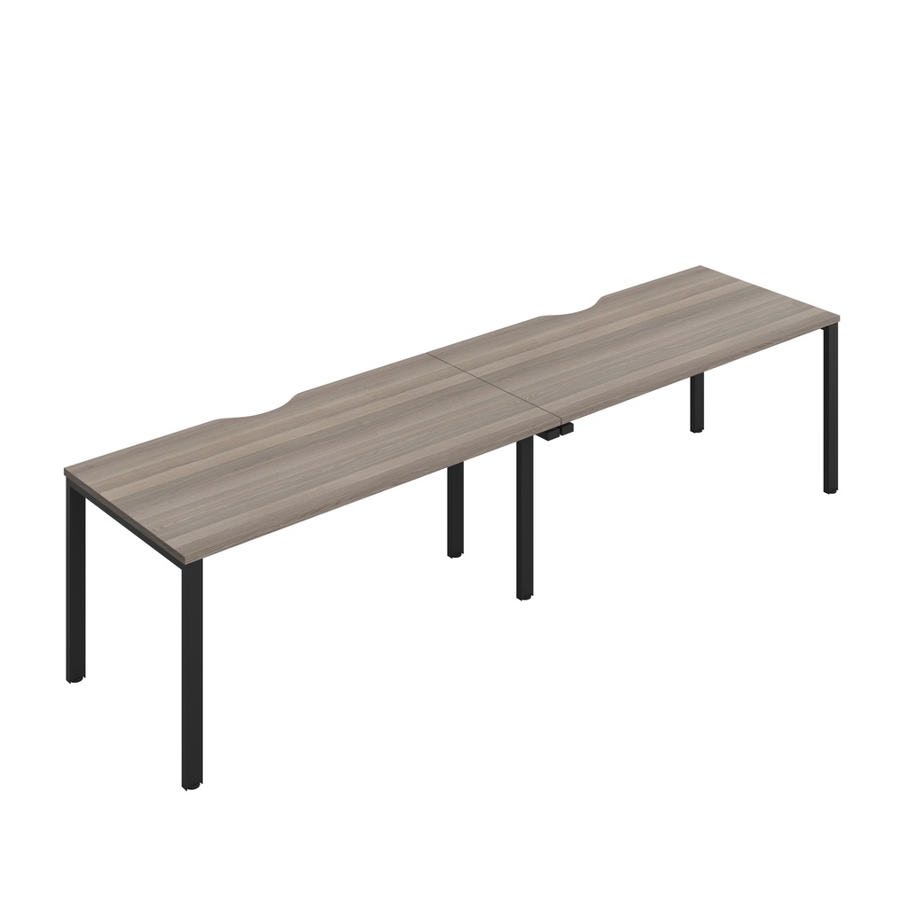 CB Single Bench with Cut Out: 2 Person (FSC) | 1600 x 800 | Grey Oak/Black | 