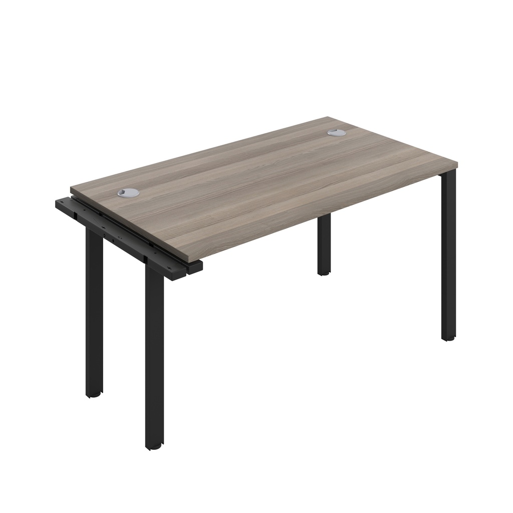 CB Bench Extension with Cable Ports: 1 Person (FSC) | 1400 x 800 | Grey Oak/Black | 