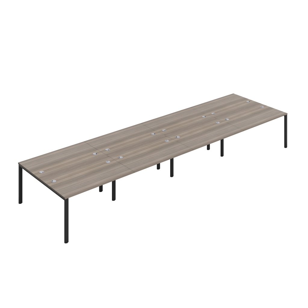 CB Bench with Cable Ports: 8 Person (FSC) | 1400 x 800 | Grey Oak/Black | 