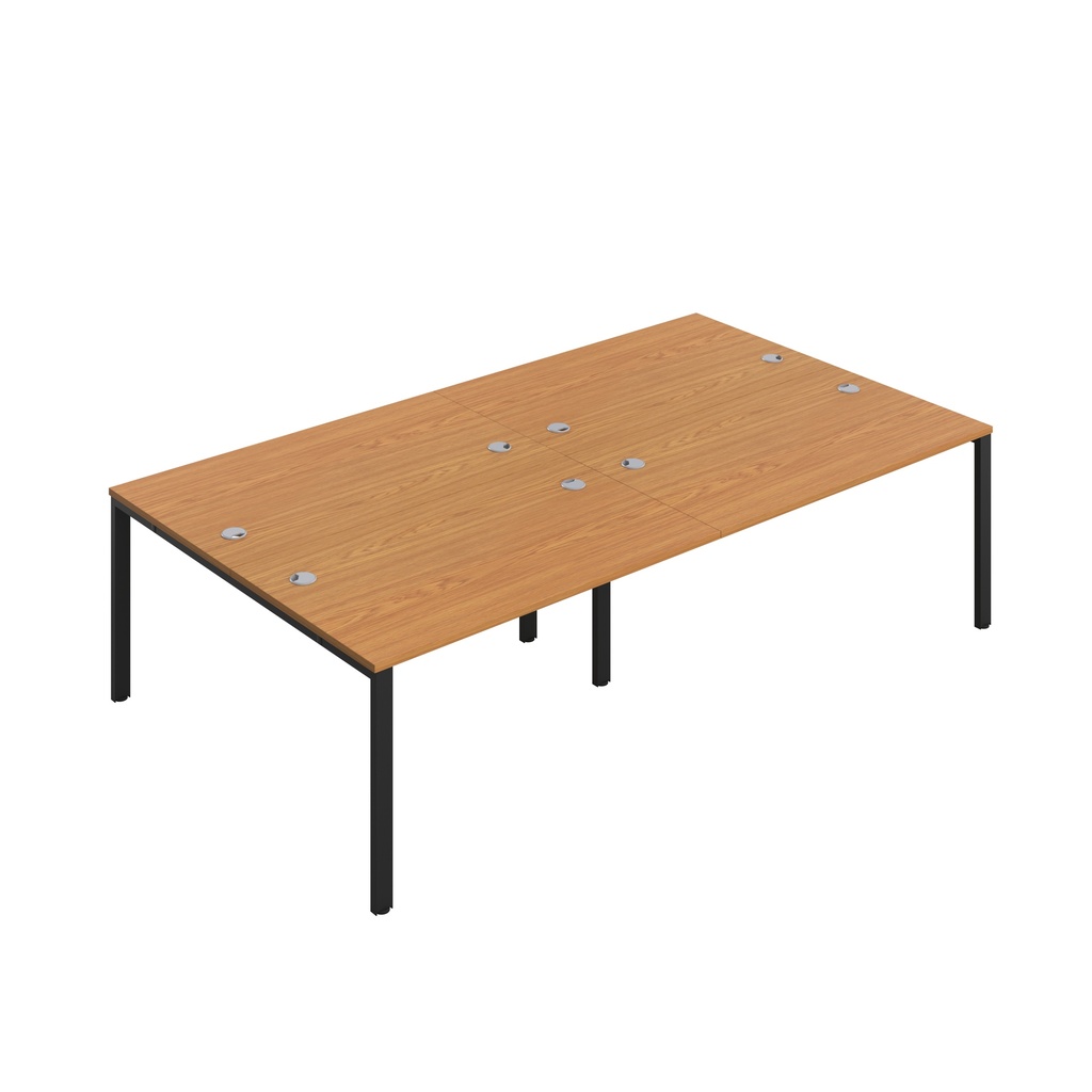 CB Bench with Cable Ports: 4 Person (FSC) | 1400 x 800 | Nova Oak/Black | 