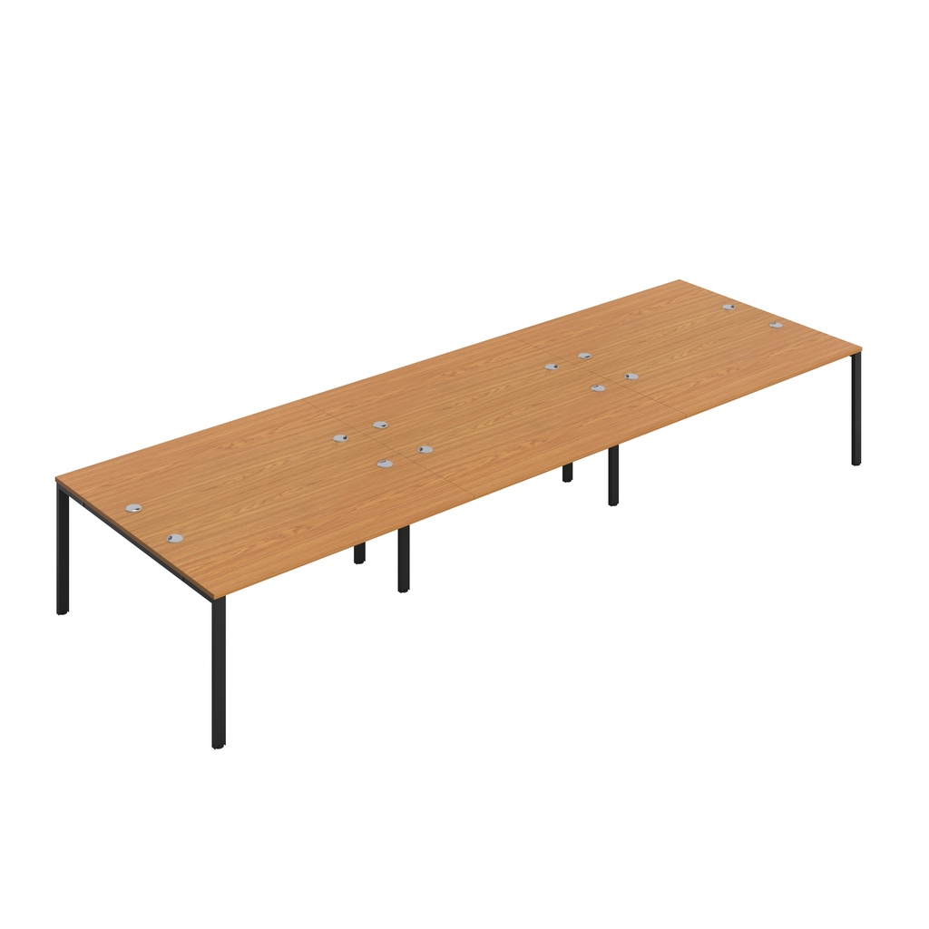 CB Bench with Cable Port: 6 Person (FSC) | 1600 x 800 | Nova Oak/Black | 