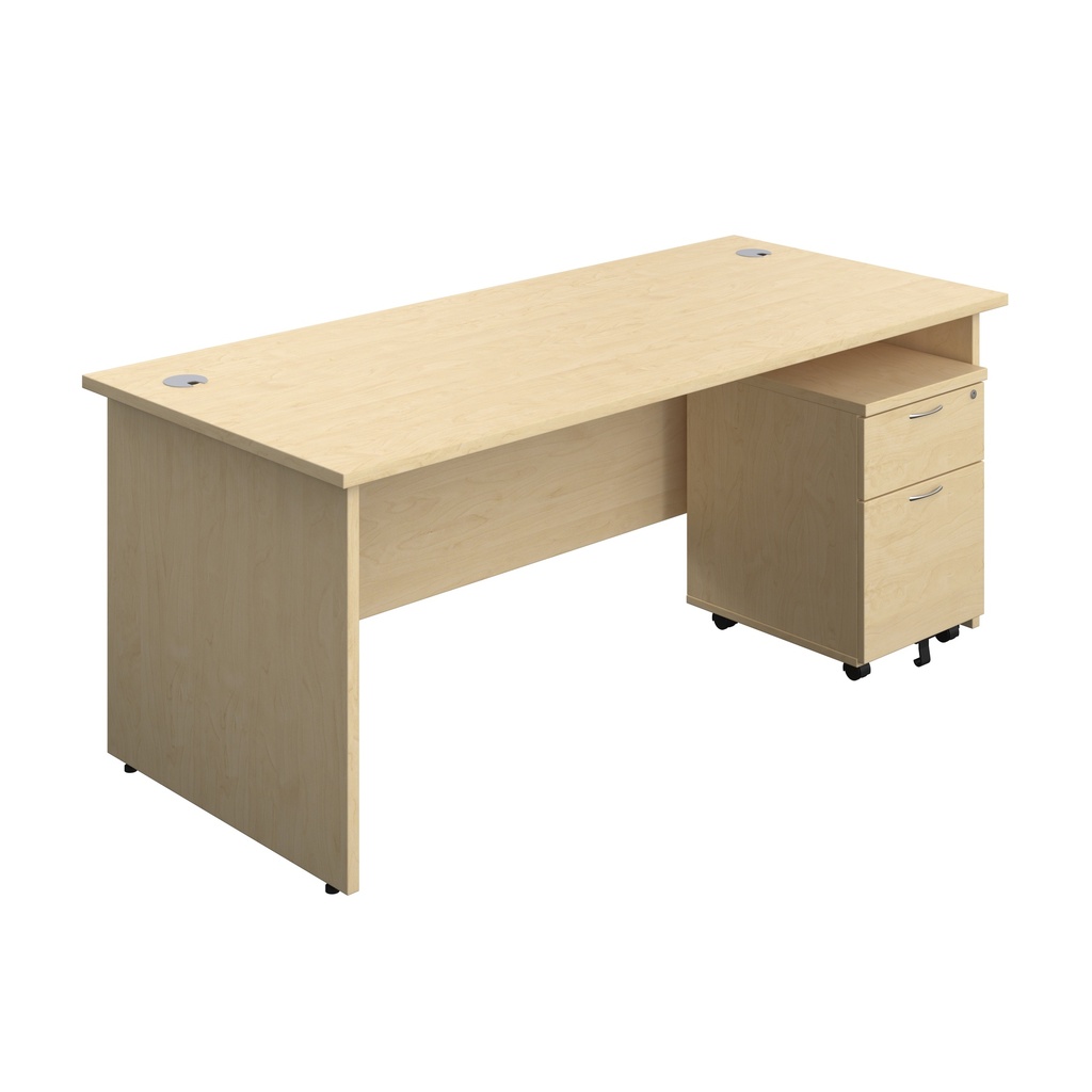 Panel Rectangular Desk + 2 Drawer Mobile Pedestal Bundle (FSC) | 1800X800 | Maple/Maple | 