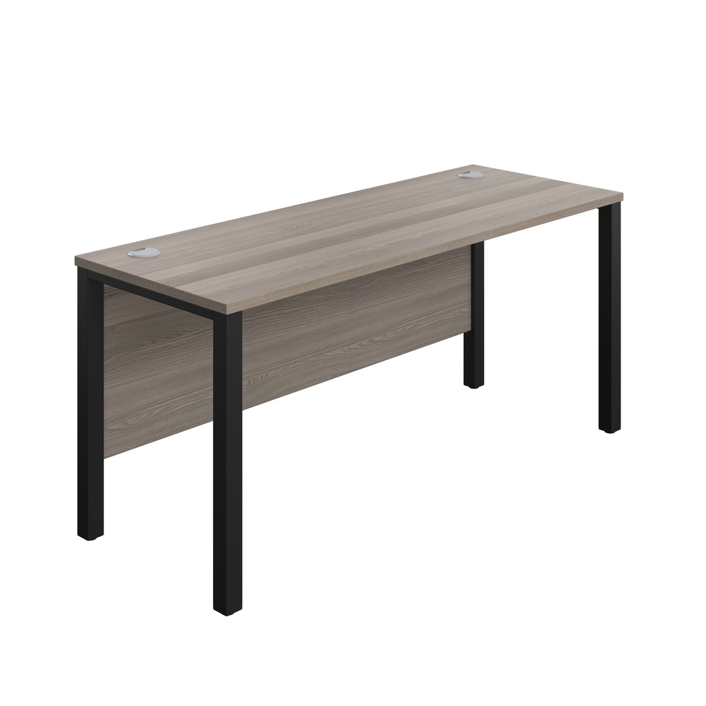 Goal Post Rectangular Desk (FSC) | 1600X600 | Grey Oak/Black | 