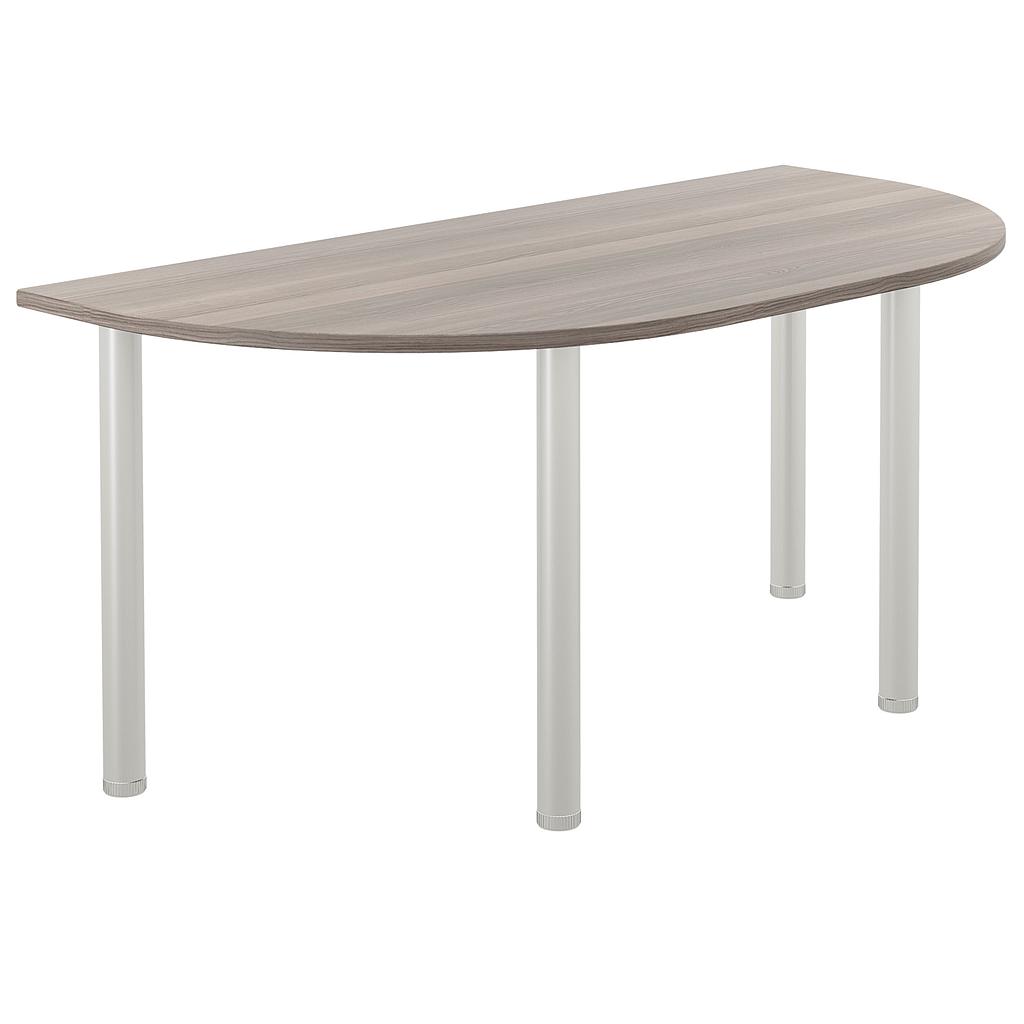 One Fraction Plus Rectangular Meeting Table with D-End (FSC) | 1600X800 | Grey Oak/Silver | 