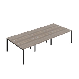 [CB1280CPGOBK/6P] CB Bench with Cable Ports: 6 Person (FSC) | 1200 x 800 | Grey Oak/Black | 