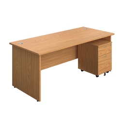 [PAN1880BUN2NO] Panel Rectangular Desk + 2 Drawer Mobile Pedestal Bundle (FSC) | 1800X800 | Nova Oak/Nova Oak | 