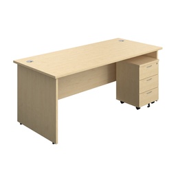 [PAN1880BUN3MA] Panel Rectangular Desk + 3 Drawer Mobile Pedestal Bundle (FSC) | 1800X800 | Maple/Maple | 